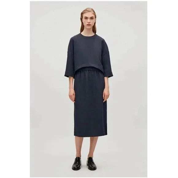 COS Navy Midi Dress - Picture 1 of 11
